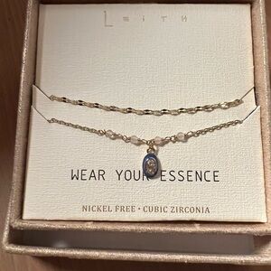 Leith Gold and Pink Layered Necklace Set